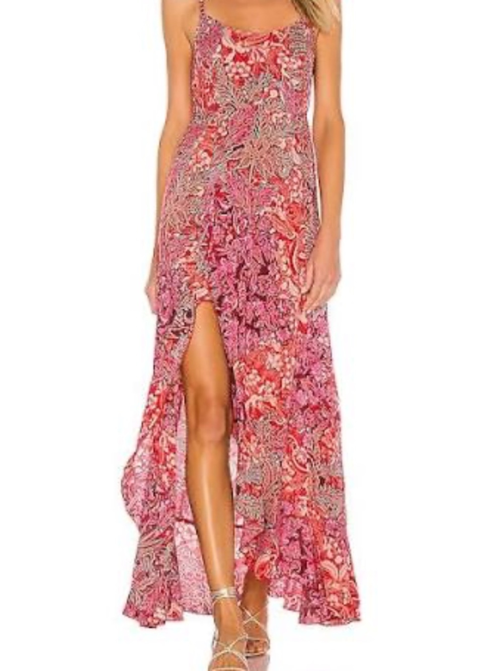 Free People Forever Yours Maxi Smocked Slip Dress  SZ XL Adjustable Straps